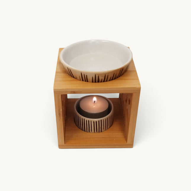 Aromalampe Bambus mit Keramikschale
